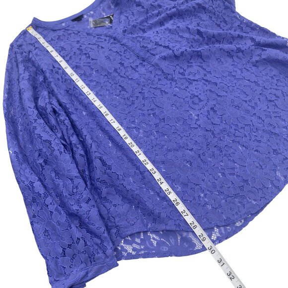 Torrid Womens Harper Lace Tunic Top SZ 2XL 18/20 Purple Long Sleeve Semi Sheer - Picture 7 of 14
